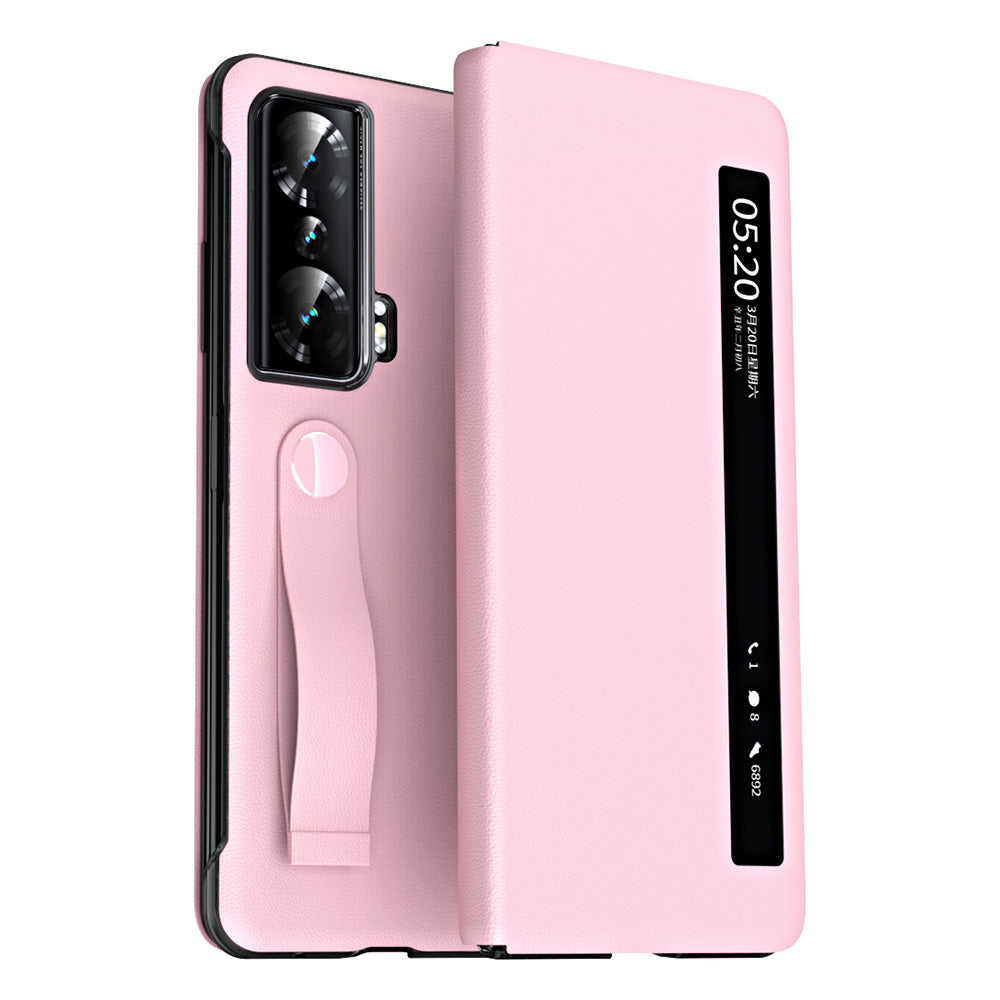 For Honor Magic Vs 5G View Window PU Leather PC Flip Case Stand Cover with Portable Hand Grip Strap For Honor Magic Vs 5G View Window PU Leather PC Flip Case Stand Cover with Portable Hand Grip Strap